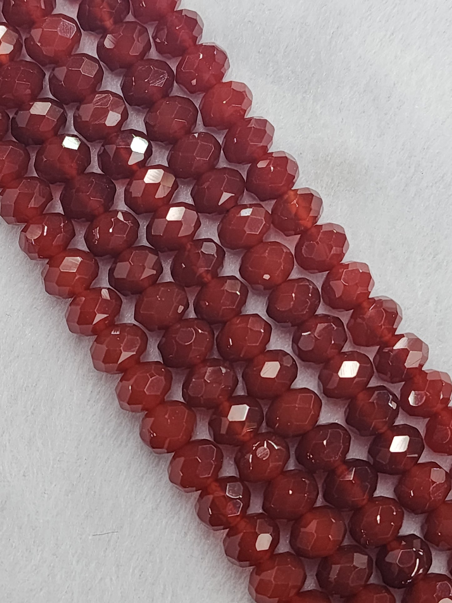 Faceted Carnelian Rondelle Beads