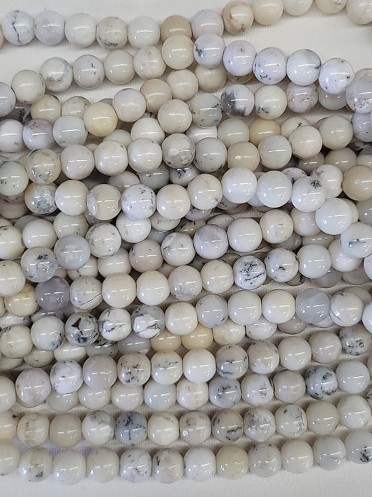 Wide Hole Dendritic Opal Beads