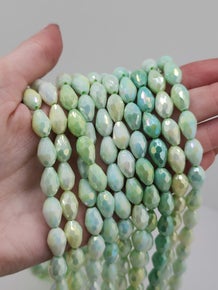 Lemon Lime AB Porcelain Teardrop Beads