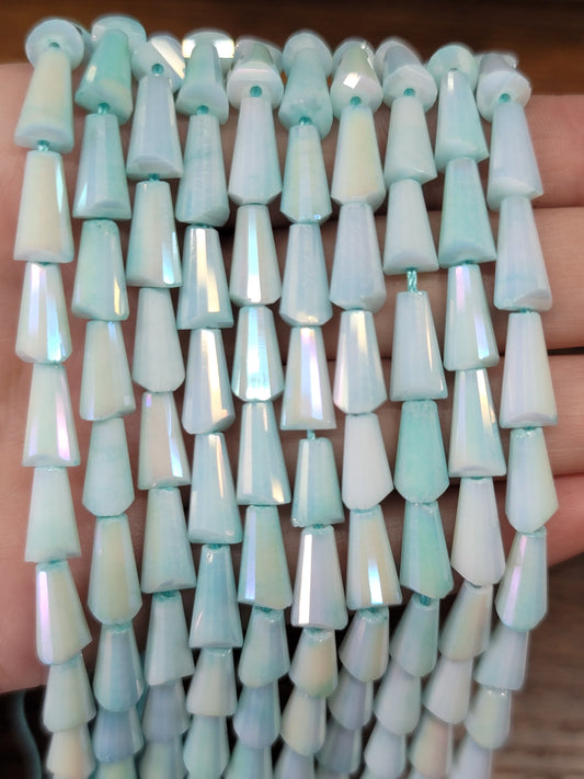 Aqua AB Faceted Cone Beads