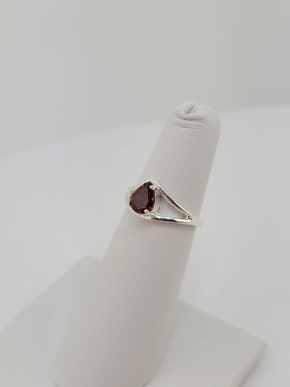 S.S. Faceted Garnet Teardrop Rings