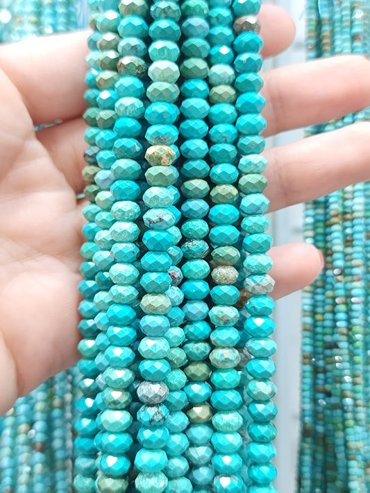 Faceted Turquoise Rondelle Beads