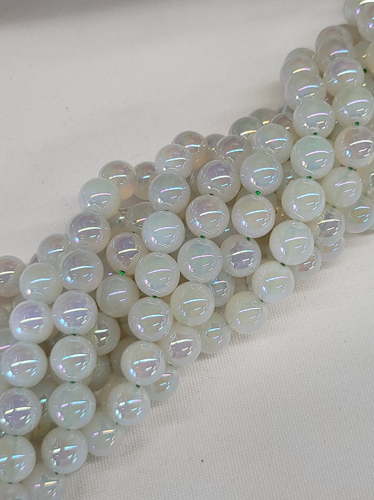 Green-White Jade AB Beads