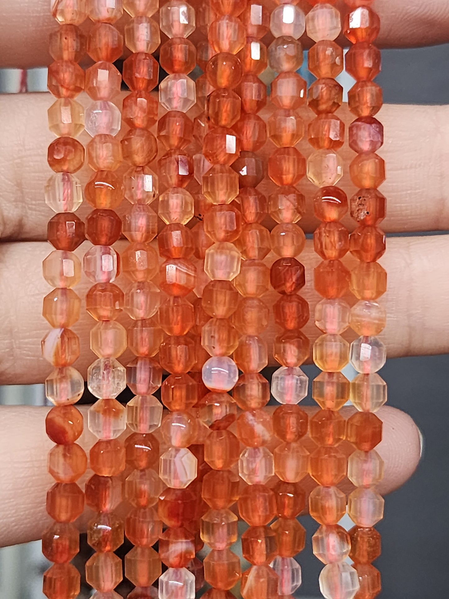 Faceted Carnelian Bicone Beads