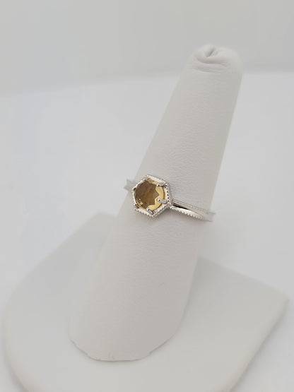 S.S. Citrine Hexagon Rings