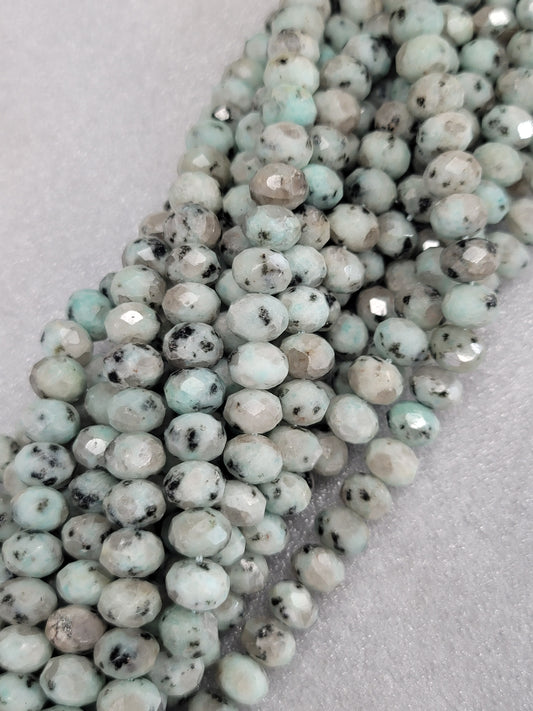 Faceted Kiwi Jasper Rondelle Beads