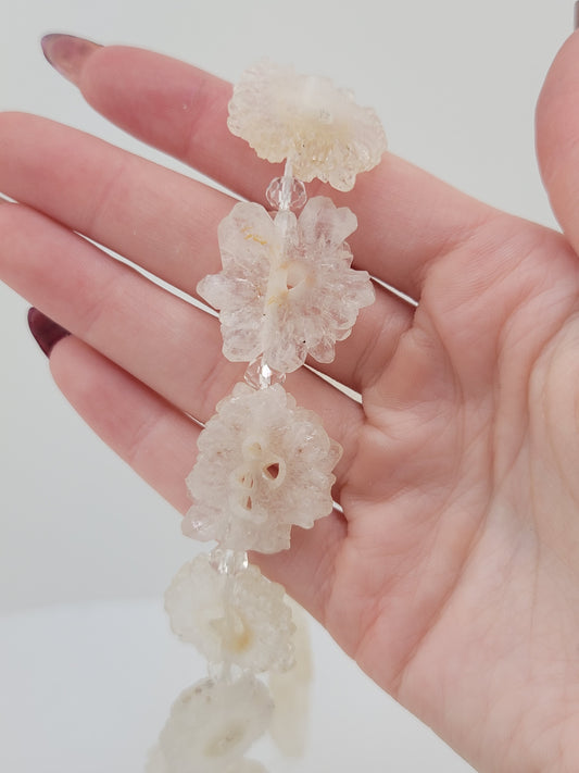 Natural Agate Flower Slice Beads