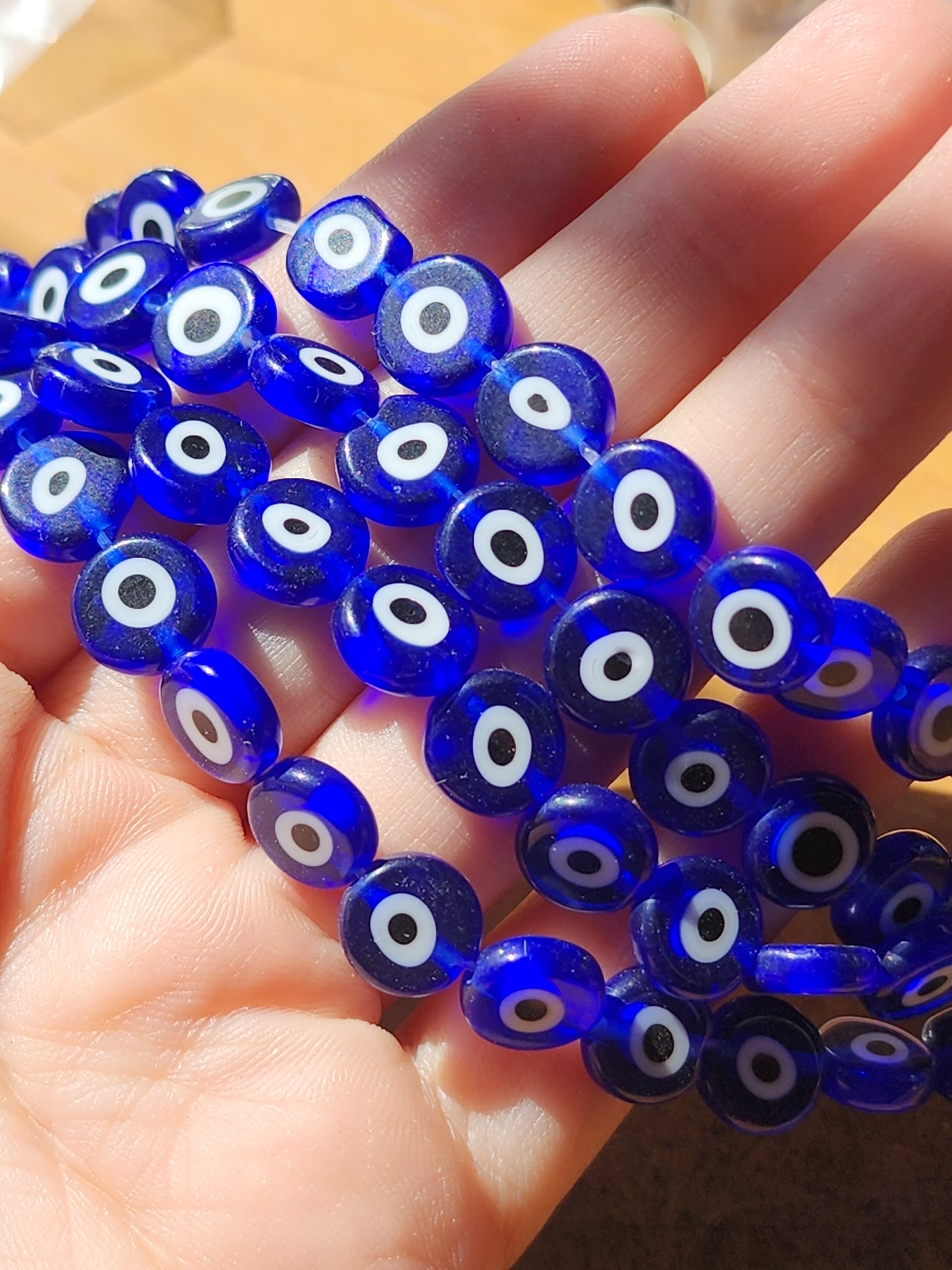 Flat Dark Blue Evil Eye Beads