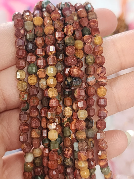 Faceted Red Creek Jasper Bicone Beads