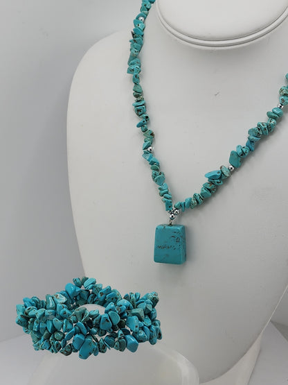 Turquoise Chip Necklace and Bracelet Sets