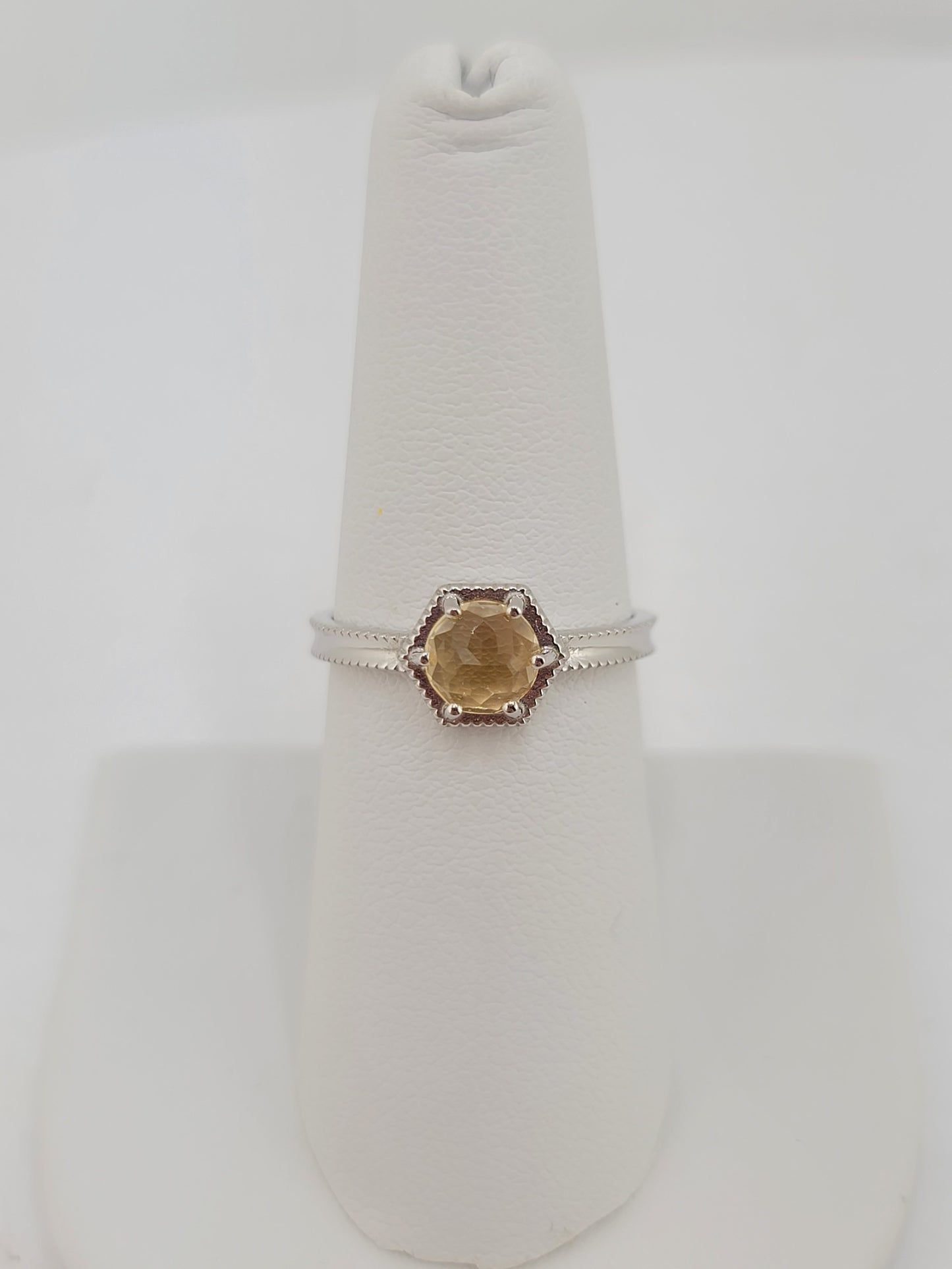 S.S. Citrine Hexagon Rings