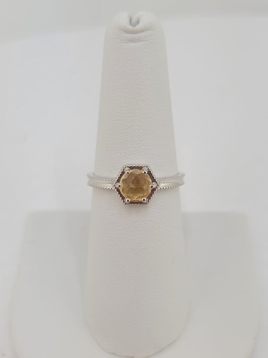 S.S. Citrine Hexagon Rings