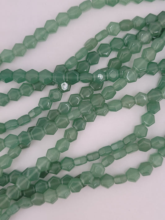 Green Aventurine Hexagon Beads