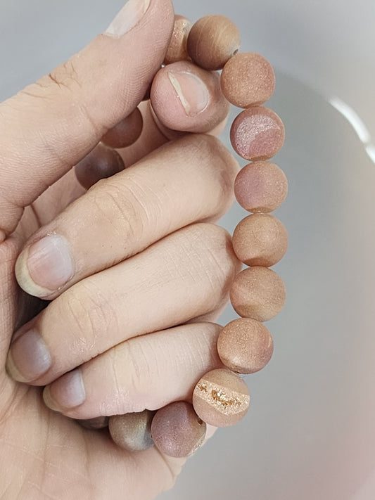 Sunset Druzy Agate Stretch Bracelet 10mm