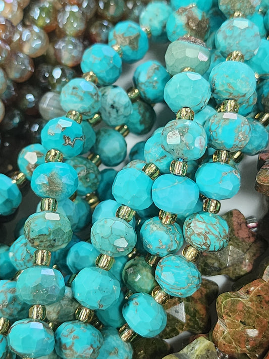 Faceted Magnesite Rondelle Beads