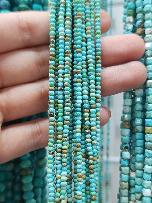Faceted Turquoise Rondelle Beads