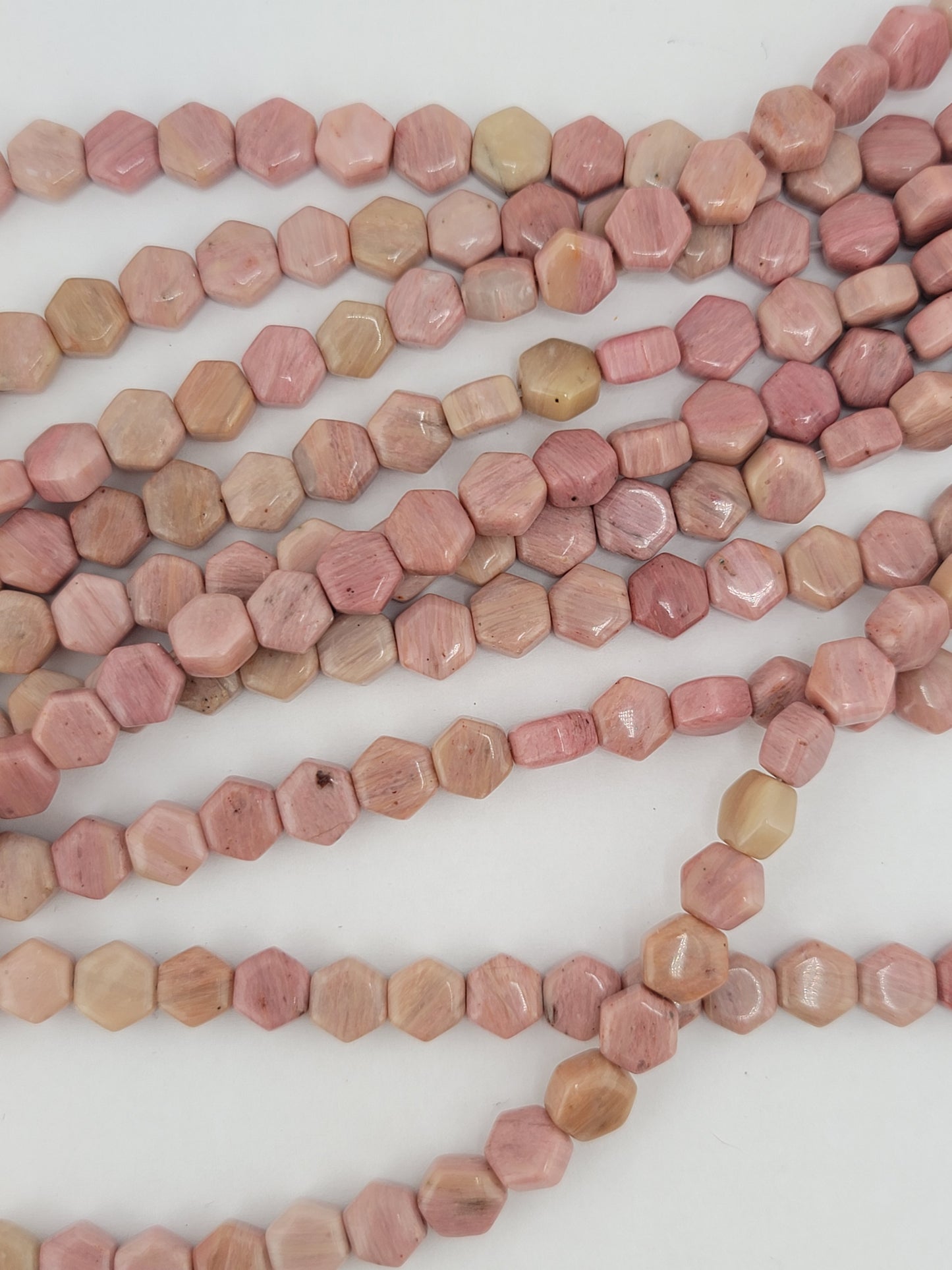 Pink Rhodonite Hexagon Beads