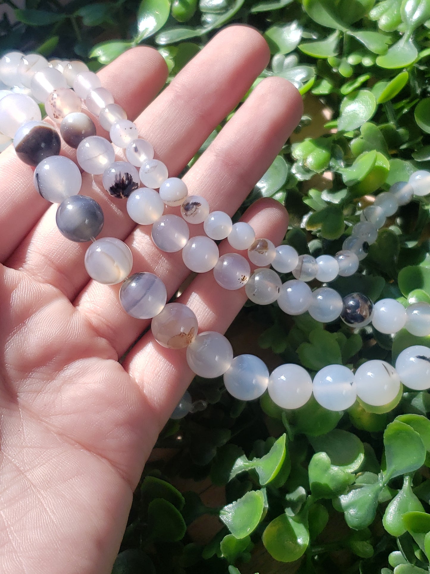 White Flower Agate Beads