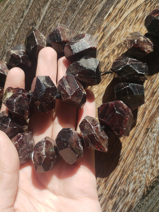 Faceted Garnet Nugget Beads