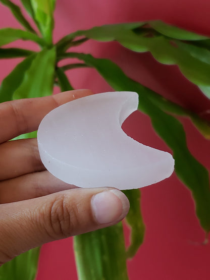 Selenite Crescent Moon Plates 3"