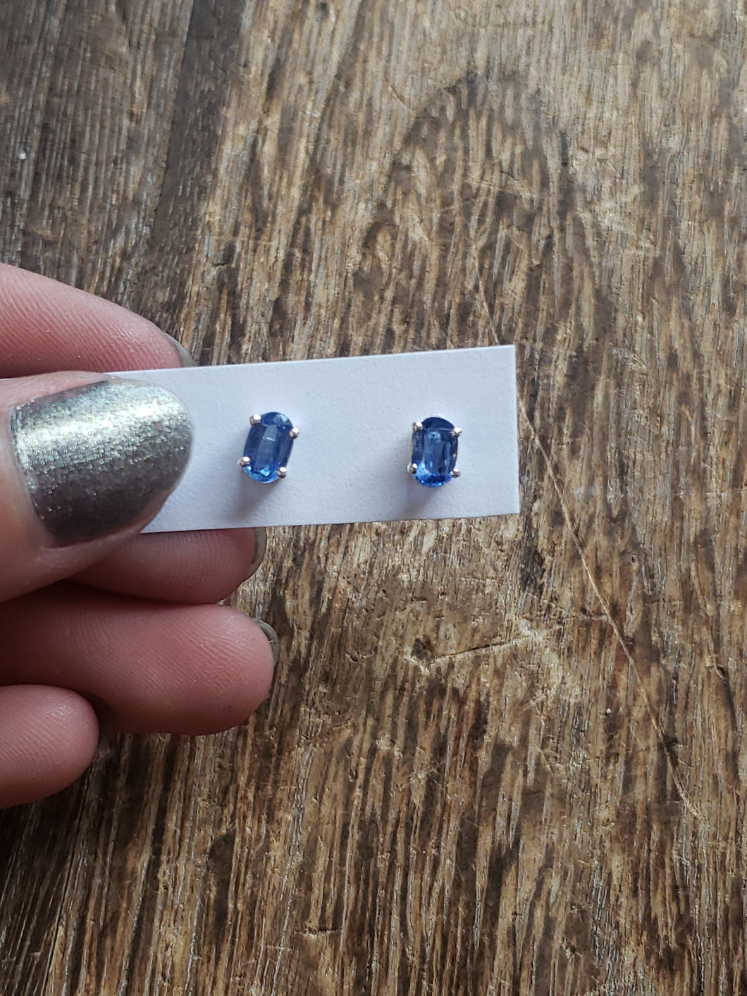 S.S. Blue Kyanite Faceted Stud Earrings