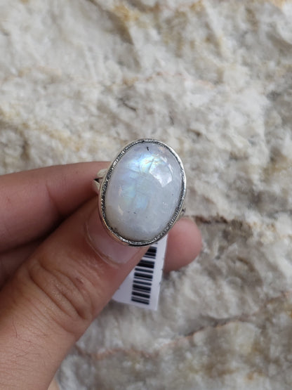 Sterling silver rainbow moonstone ring available at wholesale and retail prices, only at our crystal shop in San Diego!