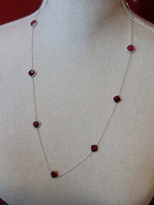 S.S. Faceted Princess Cut Ruby Necklaces