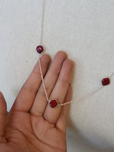S.S. Faceted Princess Cut Ruby Necklaces