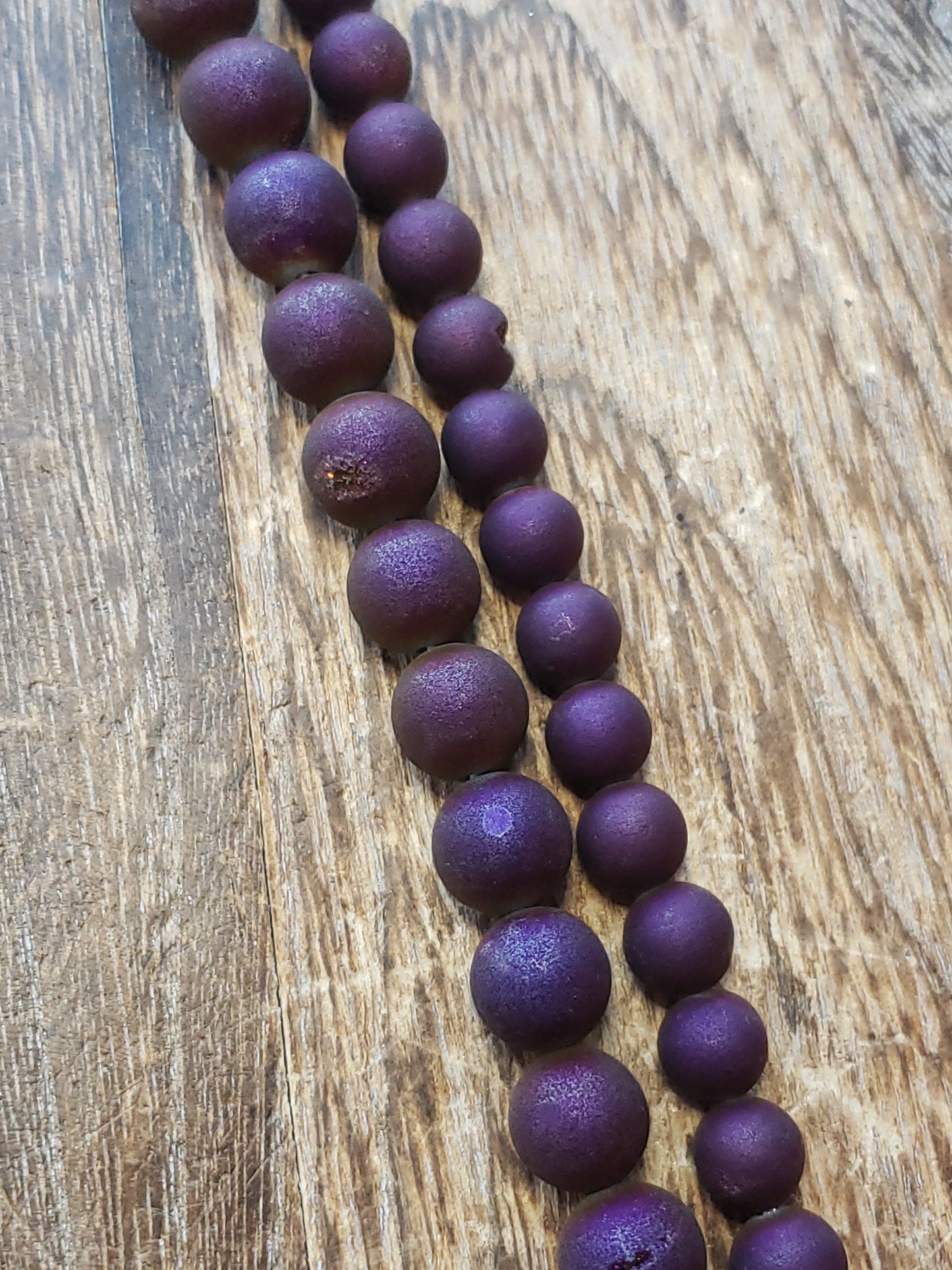 Violet Druzy Agate Matte Beads