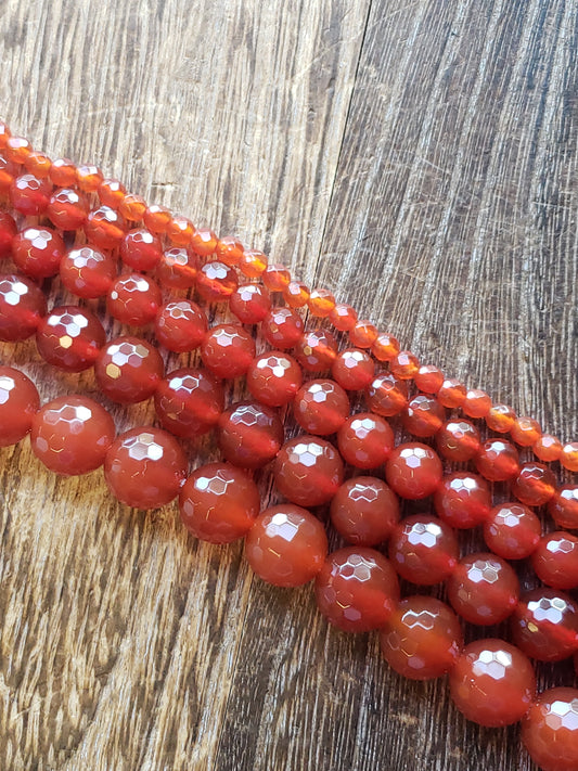 Faceted Carnelian Beads