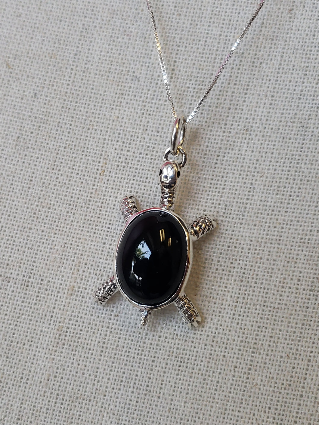 S.S. Black Onyx Turtle Pin/Necklace