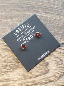 S.S. Faceted Garnet Stud Earrings