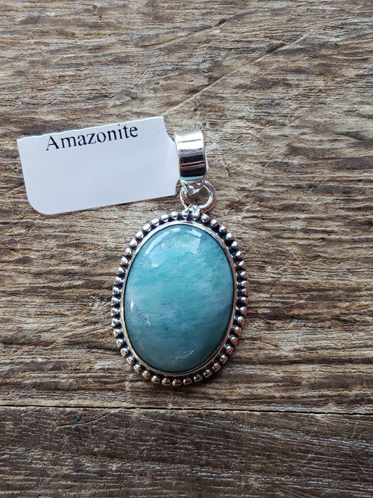 Amazonite pendant in sterling silver