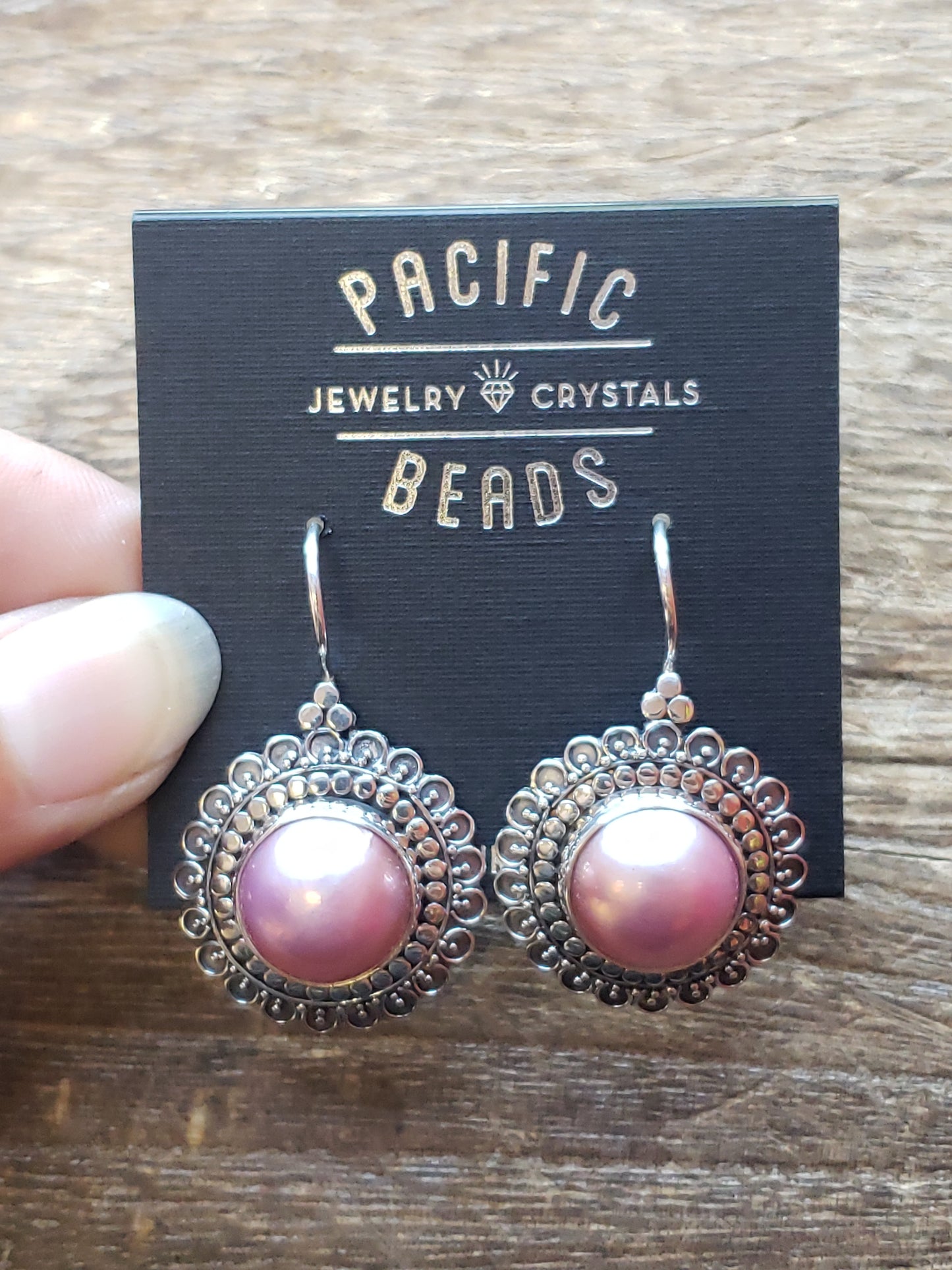 Pink MOP earrings in sterling silver