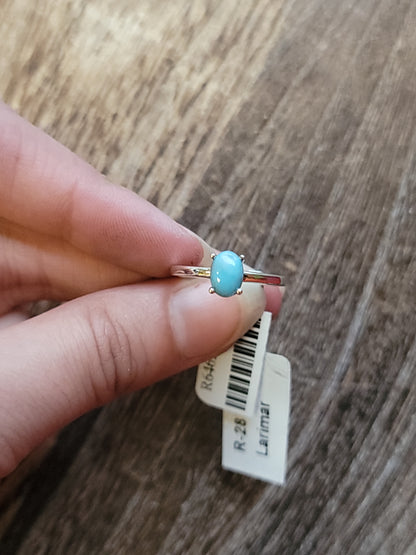 Larimar dainty oval ring in Sterling Silver
