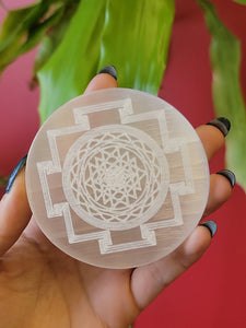 Selenite Mandala Disc