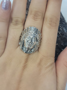 S.S. Indigenous Cheif Adjustable Ring