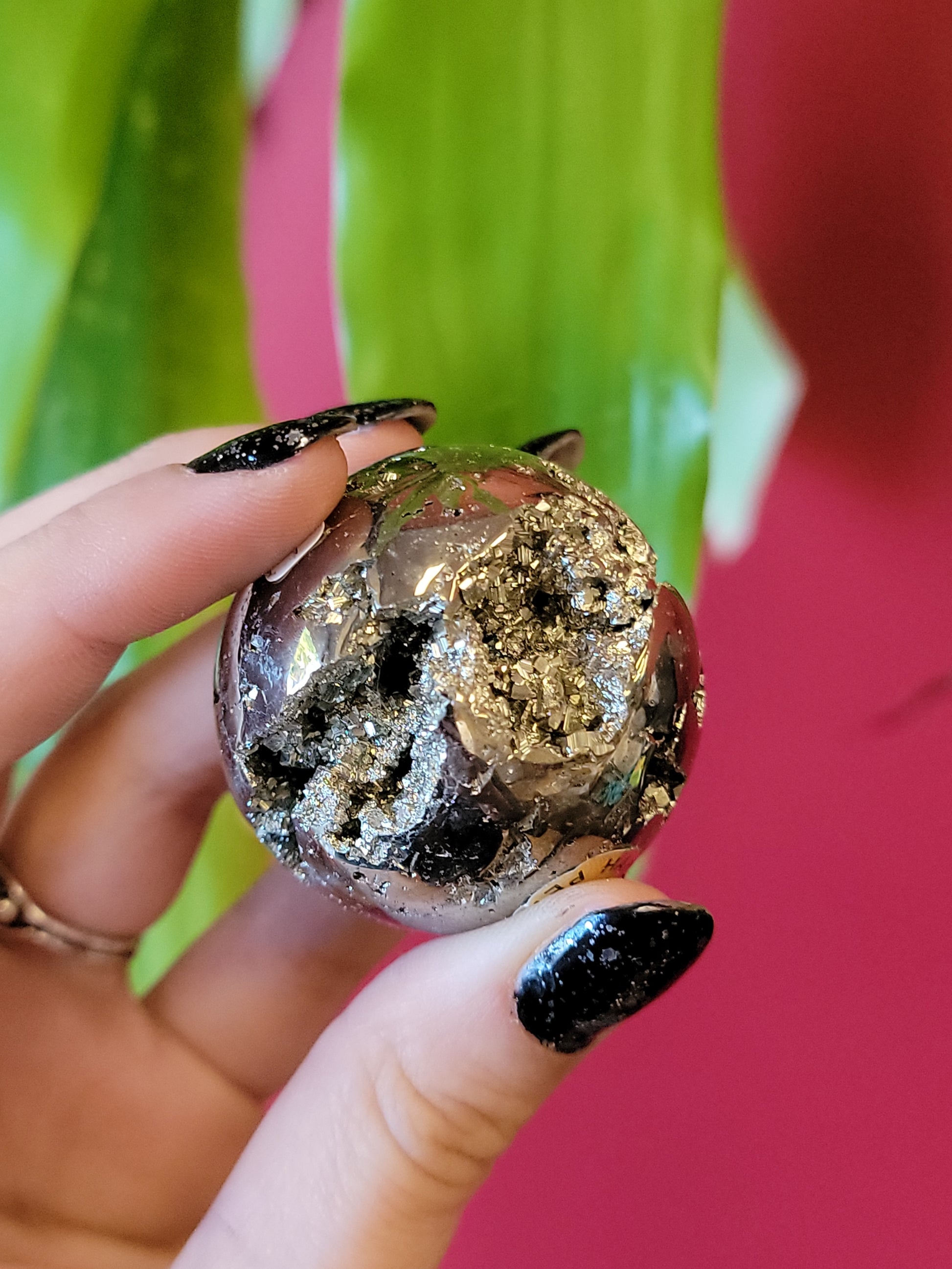 Pyrite sphere available at wholesale and retail prices, only at our crystal shop in San Diego!