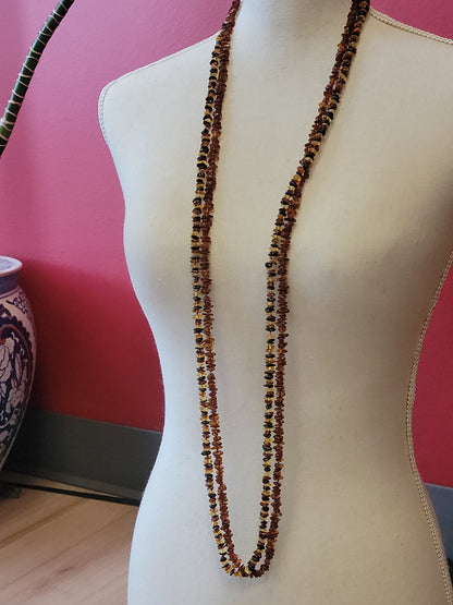 Hand Knotted Amber Chips Necklace