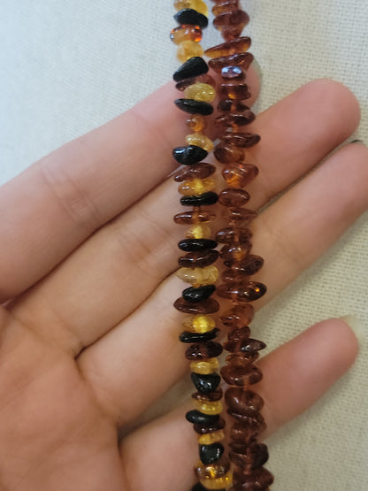 Hand Knotted Amber Chips Necklace