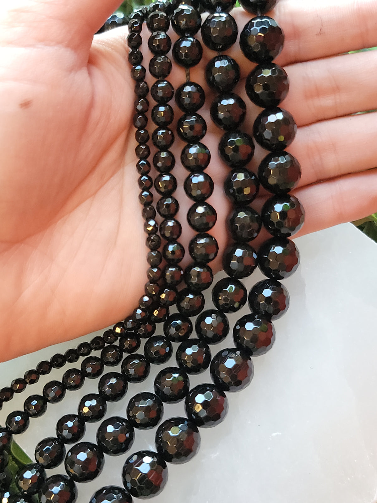 Faceted Black Onyx Beads