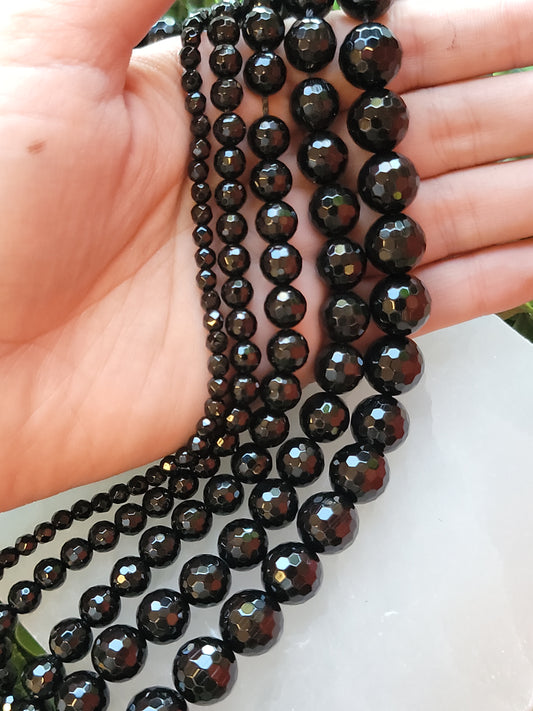 Faceted Black Onyx Beads