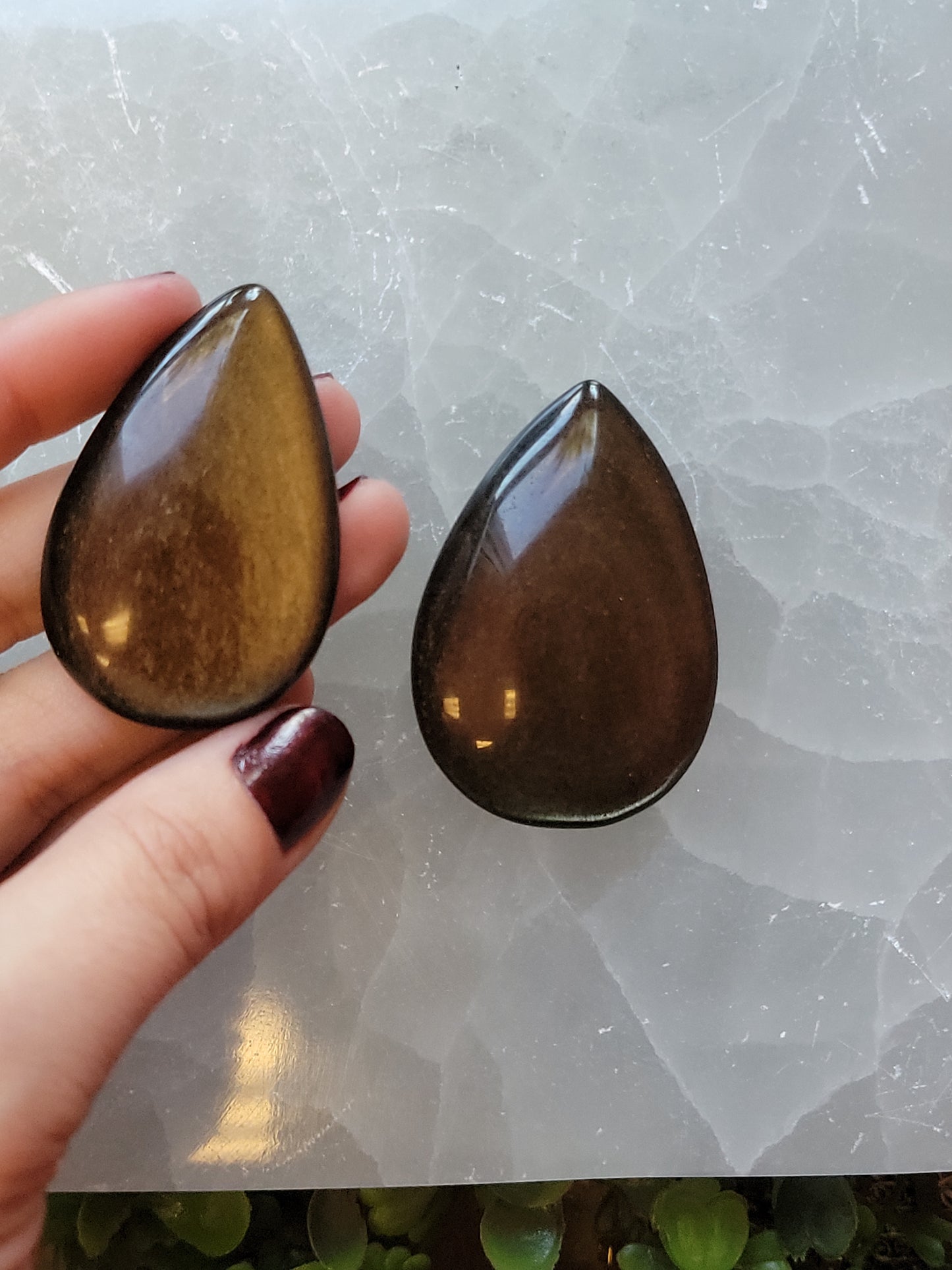 Golden Sheen Obsidian Teardrop Cabochons 1.75"