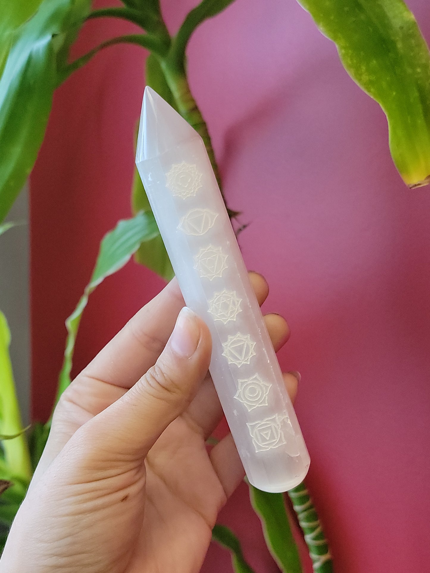 Pointed Selenite Chakra Wand