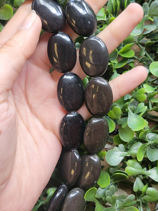 Obsidian Oval Beads