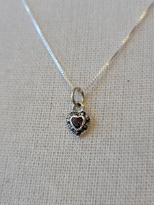 S.S. Amethyst and Marcasite Heart Necklaces