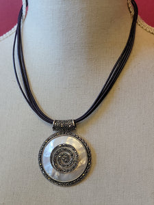 S.S. AAA Grade Mother of Pearl and Marcasite Leather Necklaces