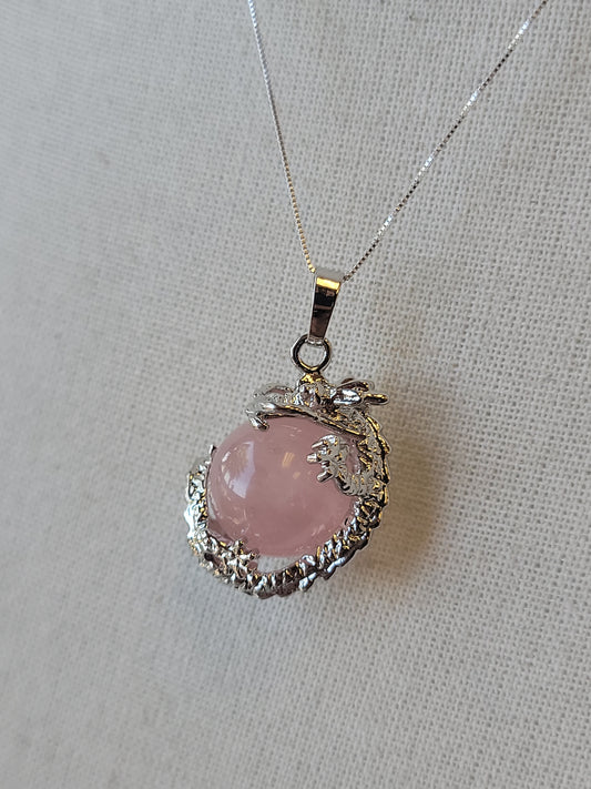 S.S. Rose Quartz Dragon Necklaces