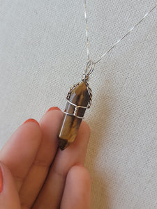 S.S. Wire Wrapped Tiger Eye Necklaces