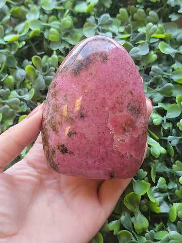 Rhodonite arched nodule available at wholesale and retail prices, only at our crystal shop in San Diego!